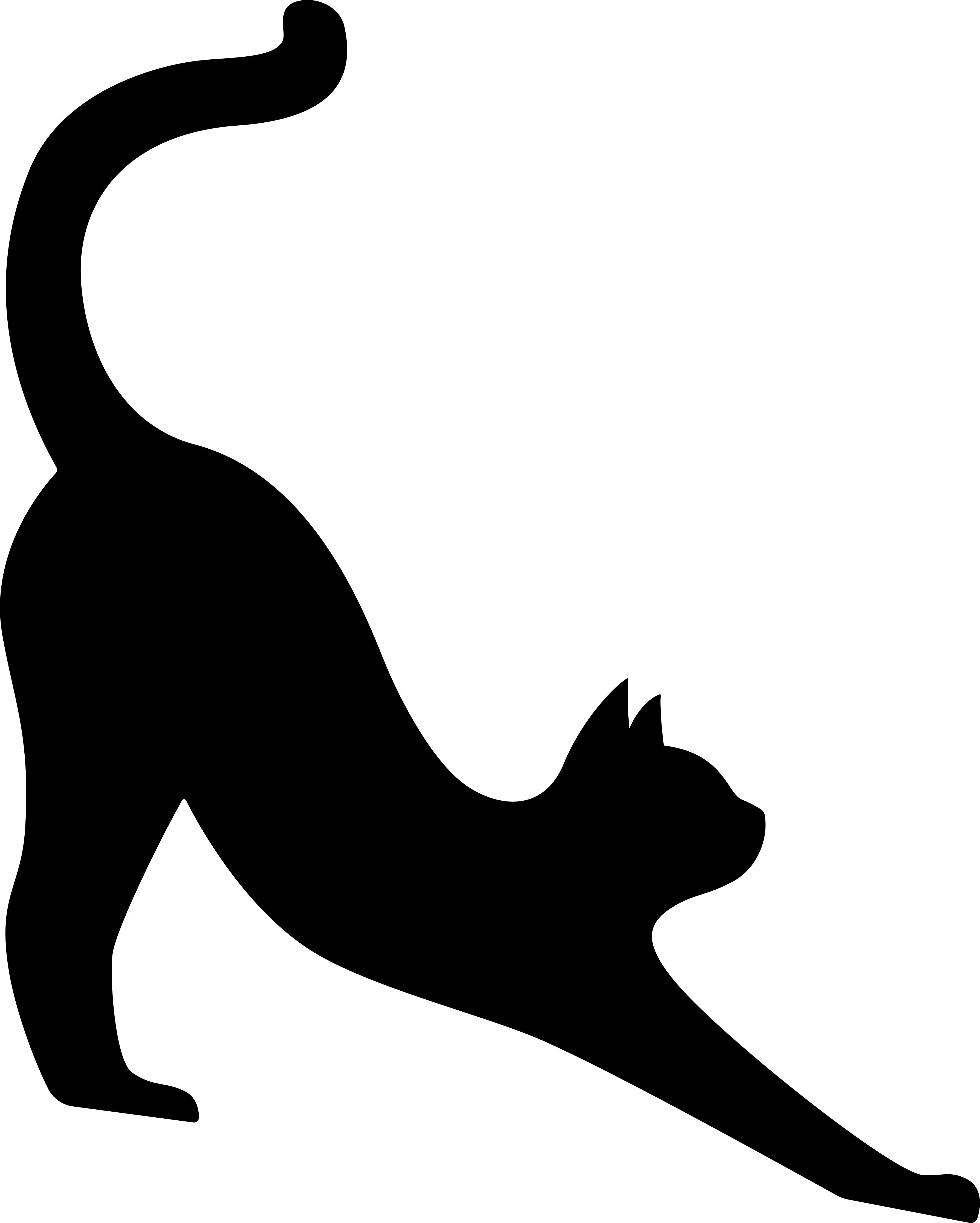 Stretching cat silhouette