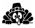 Peeking turkey wearing a pilgrim hat