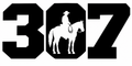 307 Cowboy Decal - Wyoming area code with cowboy on horseback silhouette