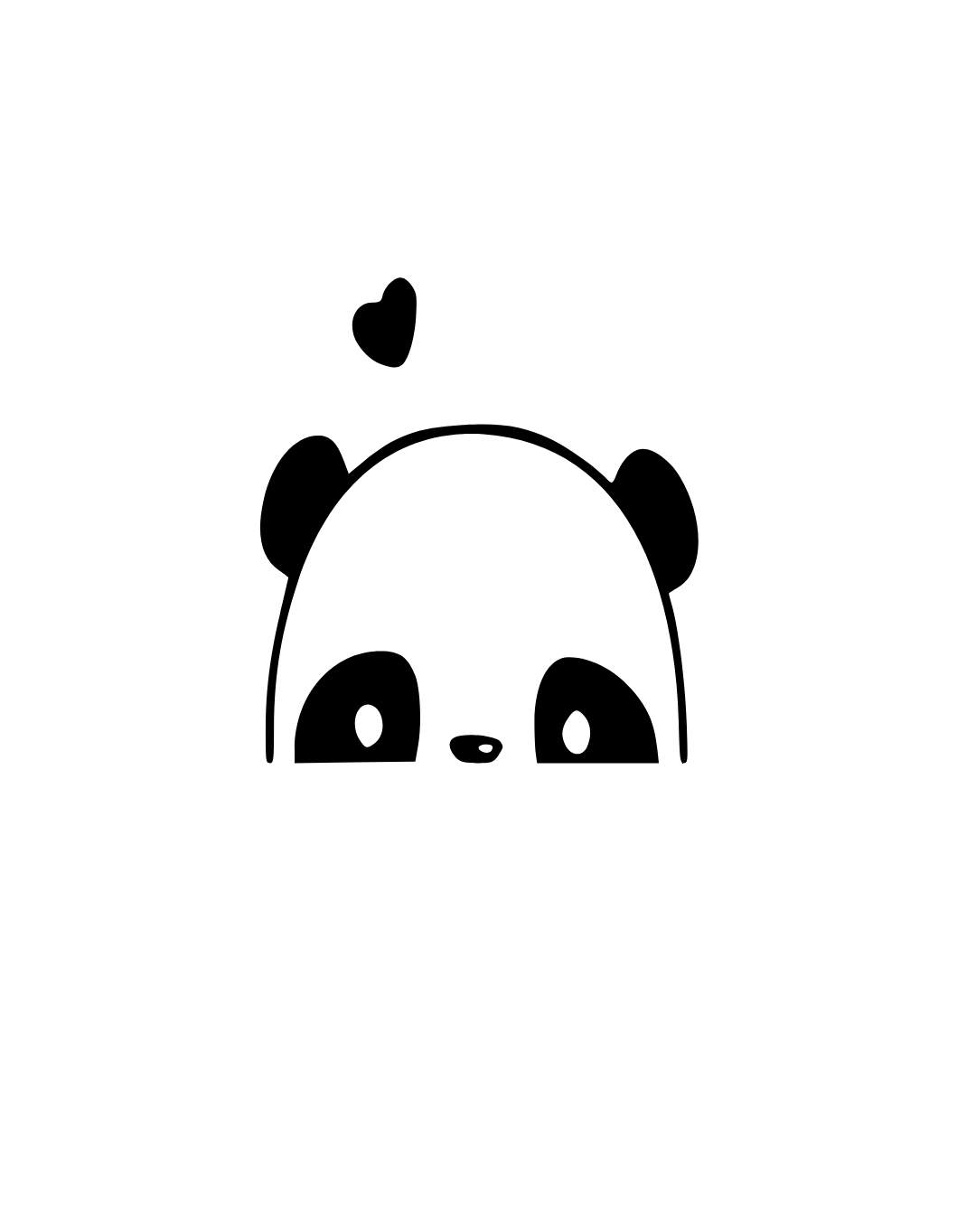 Peeking panda kawaii vinyl car decal with heart