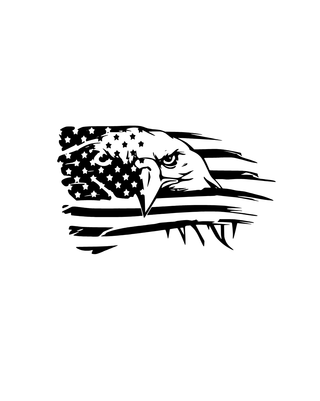 Bald eagle with distressed American flag vinyl car decal