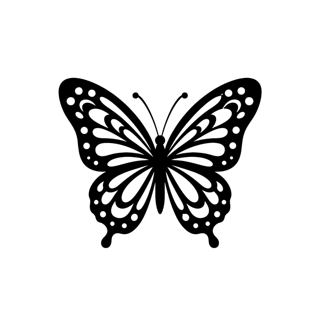 Monarch Butterfly IV vinyl sticker - bold silhouette with dot accents