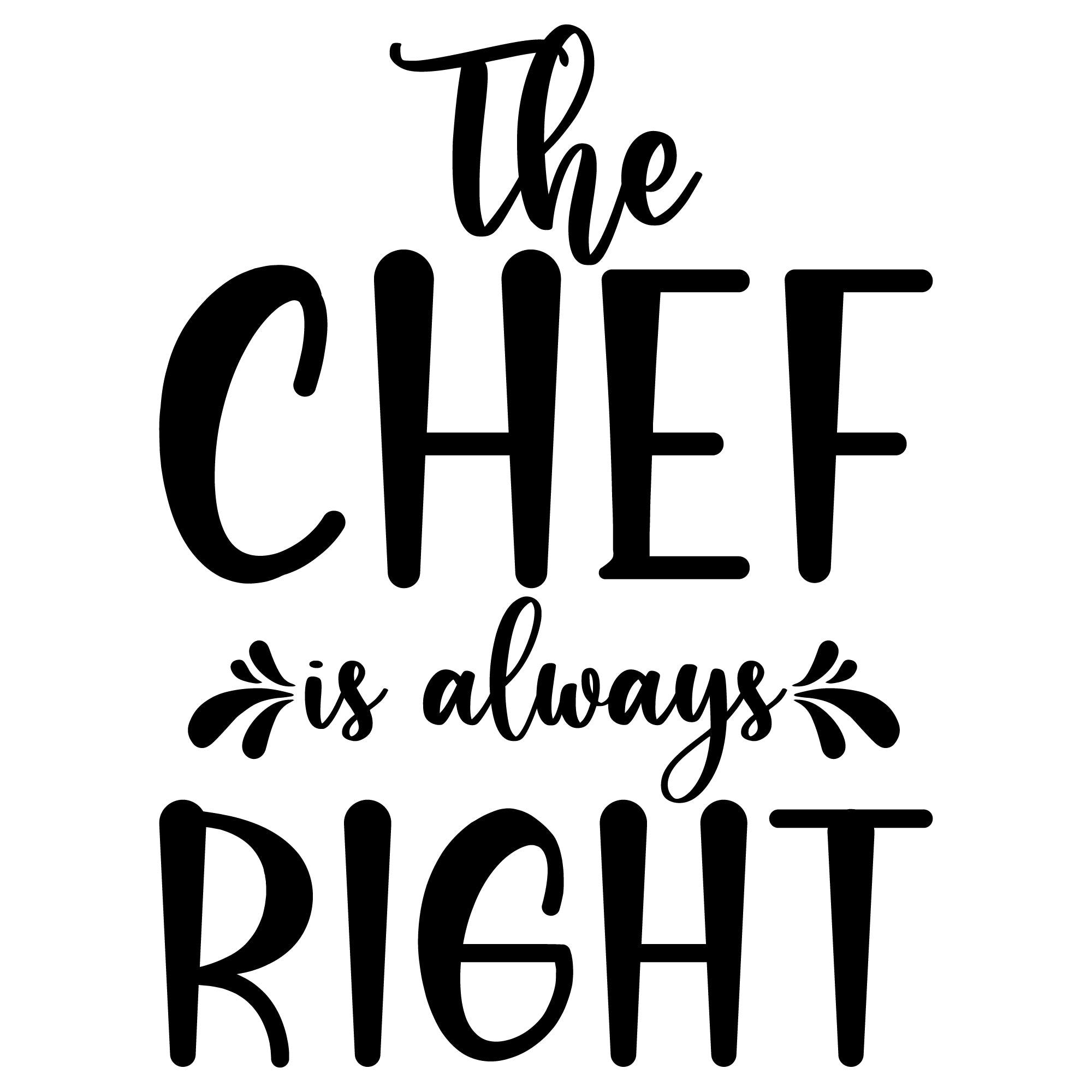 The Chef Is Always Right SVG design with bold typography