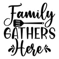 Family Gathers Here SVG design with spatula and botanical accent