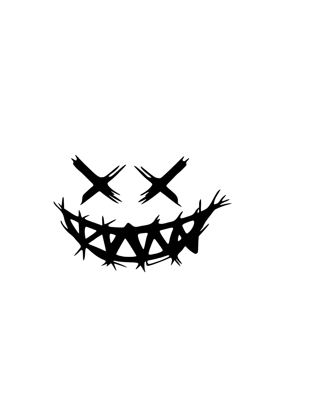 Evil grin X-eyed creepy vinyl car decal