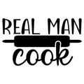 Real Man Cook vinyl sticker with rolling pin graphic