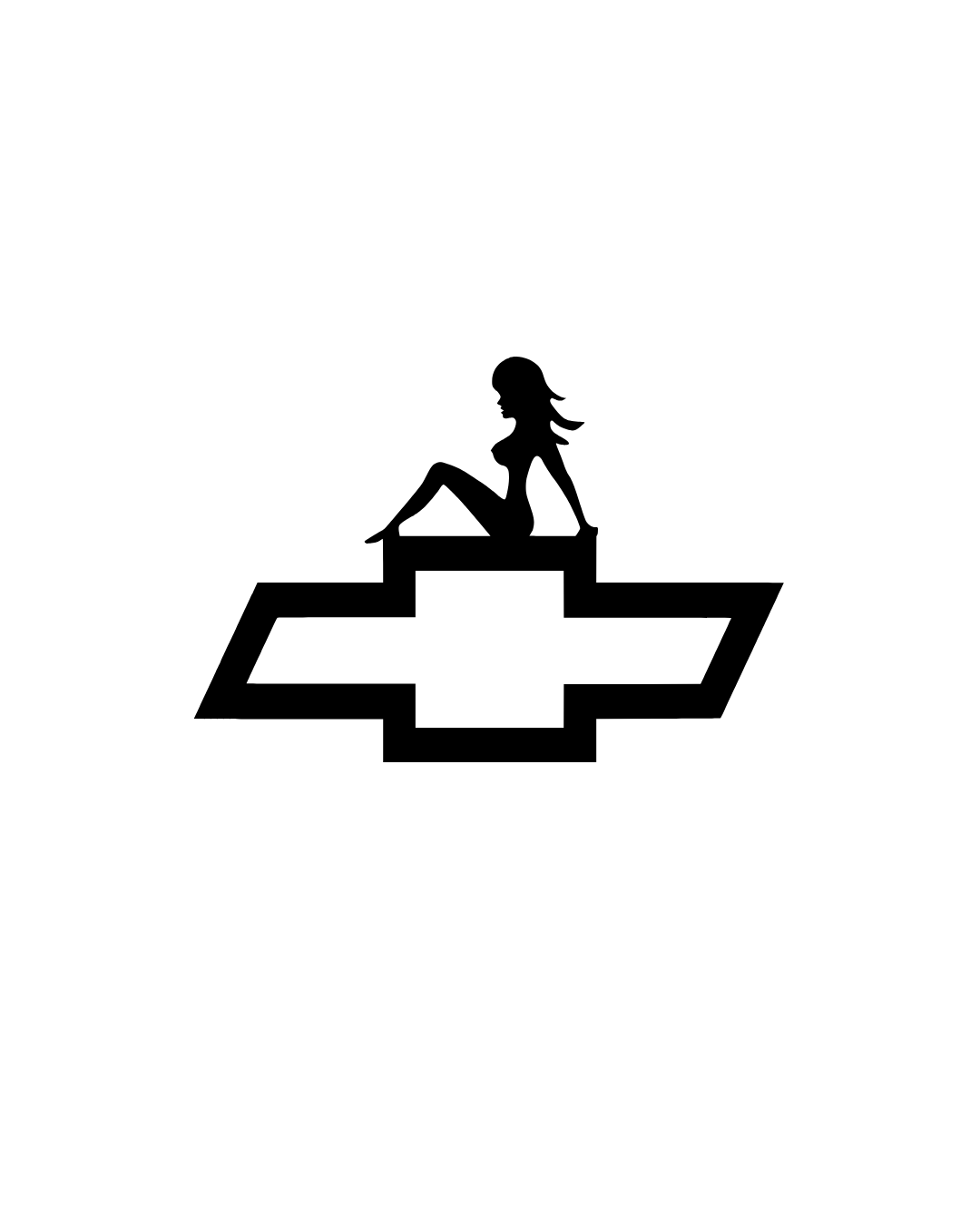 Chevy Girl vinyl decal with feminine silhouette on bowtie emblem