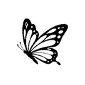 Monarch butterfly in flight vinyl sticker - side angle view