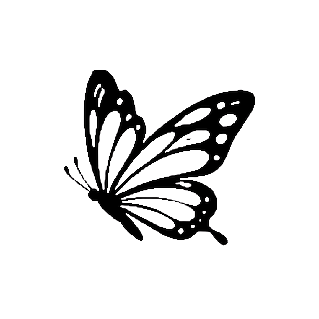 Monarch butterfly in flight vinyl sticker - side angle view