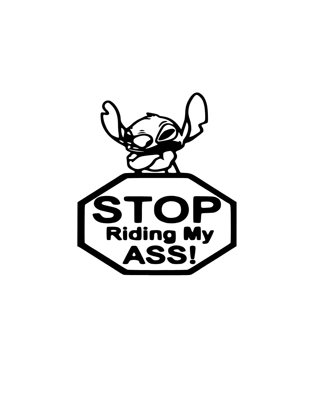 Stitch Stop Riding My Ass funny vinyl car decal