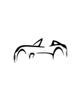 Convertible sports car silhouette vinyl decal in brushstroke style