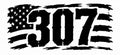 307 Distressed Flag Banner Decal - Wyoming 307 area code across a distressed horizontal American flag