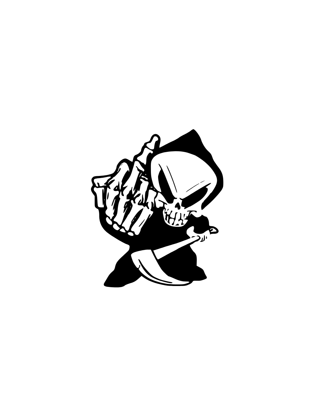 Grim Reaper middle finger vinyl car decal with scythe