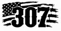 307 Distressed Flag Decal - Tattered horizontal American flag with bold 307 Wyoming area code numerals