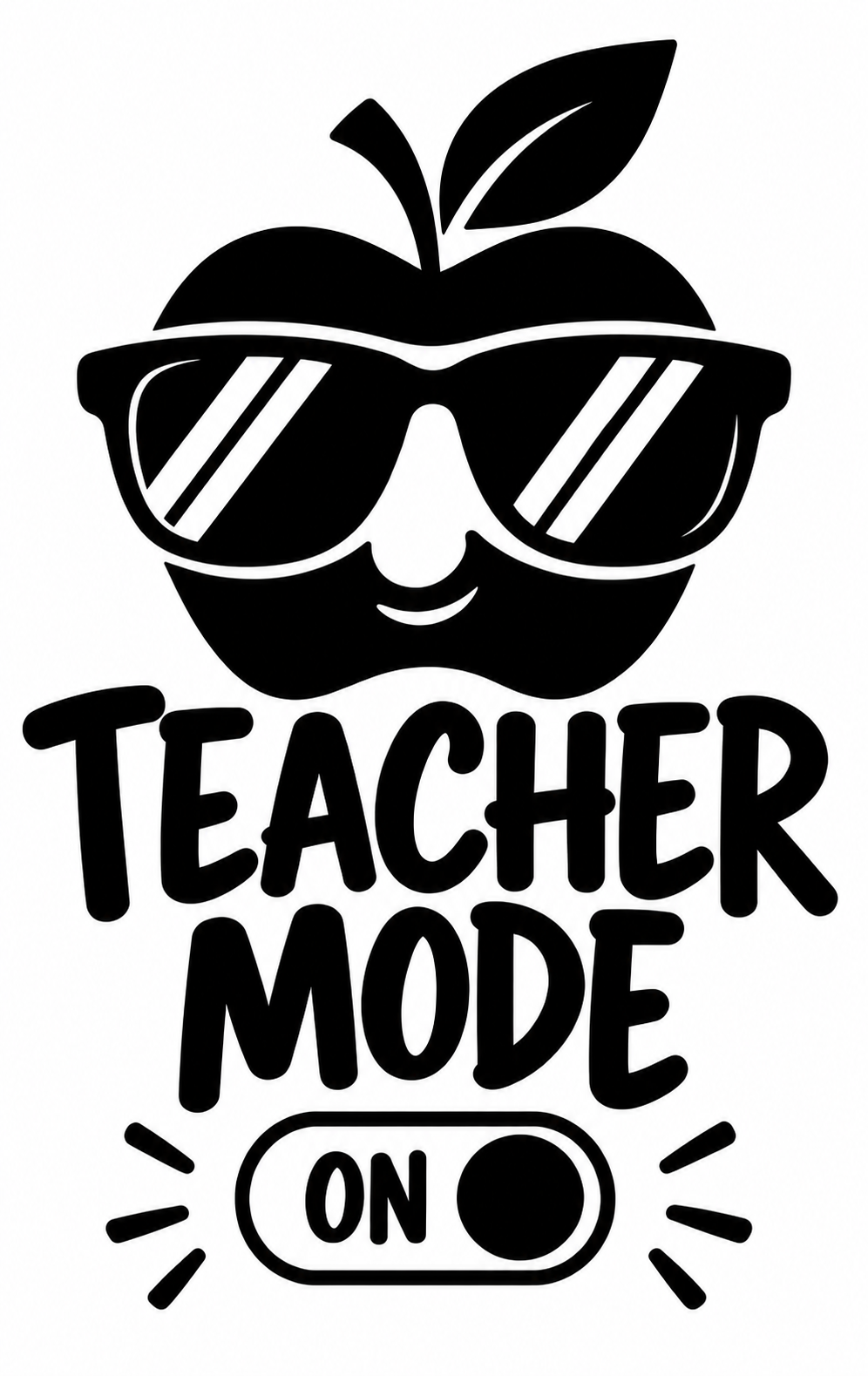Teacher Mode On apple wearing sunglasses vinyl decal design
