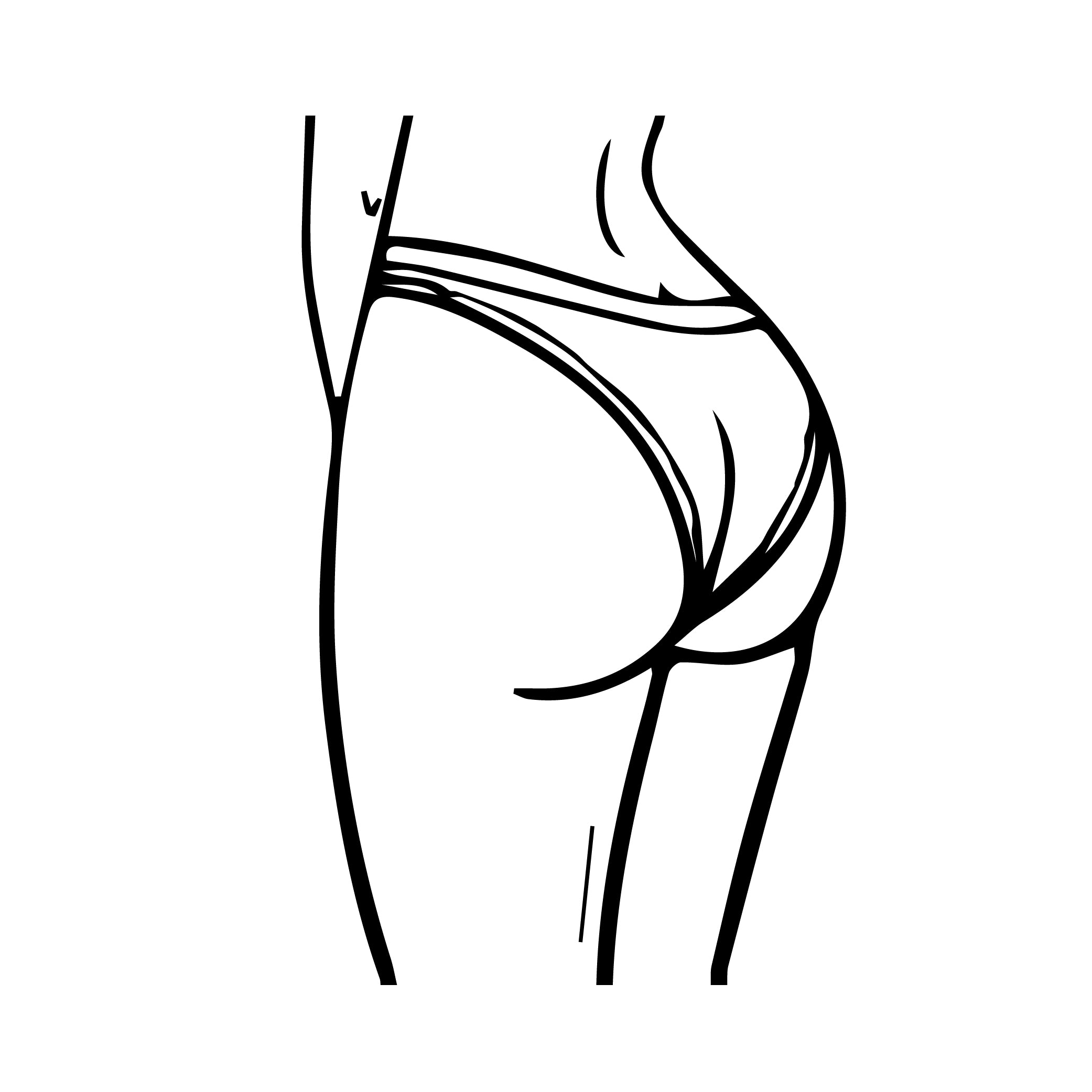 Feminine booty line art vinyl sticker black on white