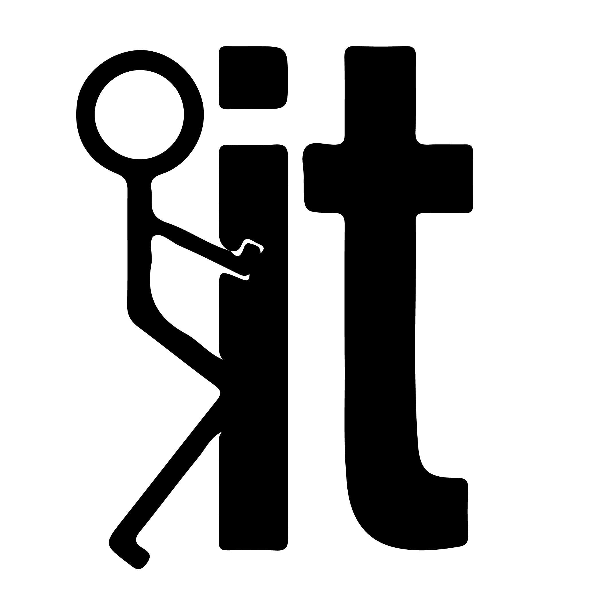 Stick figure F-it graphic vinyl sticker black on white