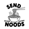 Send Noods ramen bowl vinyl sticker black on white