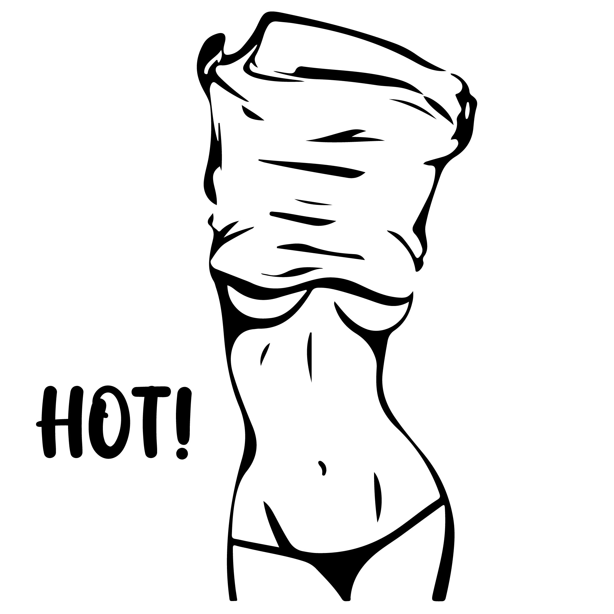 HOT! feminine figure shirt lift line art vinyl sticker black on white