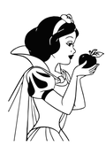 Snow White Disney Princess side profile gazing at poisoned apple vinyl sticker black and white design