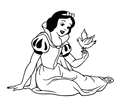 Snow White Disney Princess seated holding bird on finger vinyl sticker black and white design