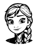Anna Frozen Disney Princess face close-up portrait braid vinyl sticker black and white design