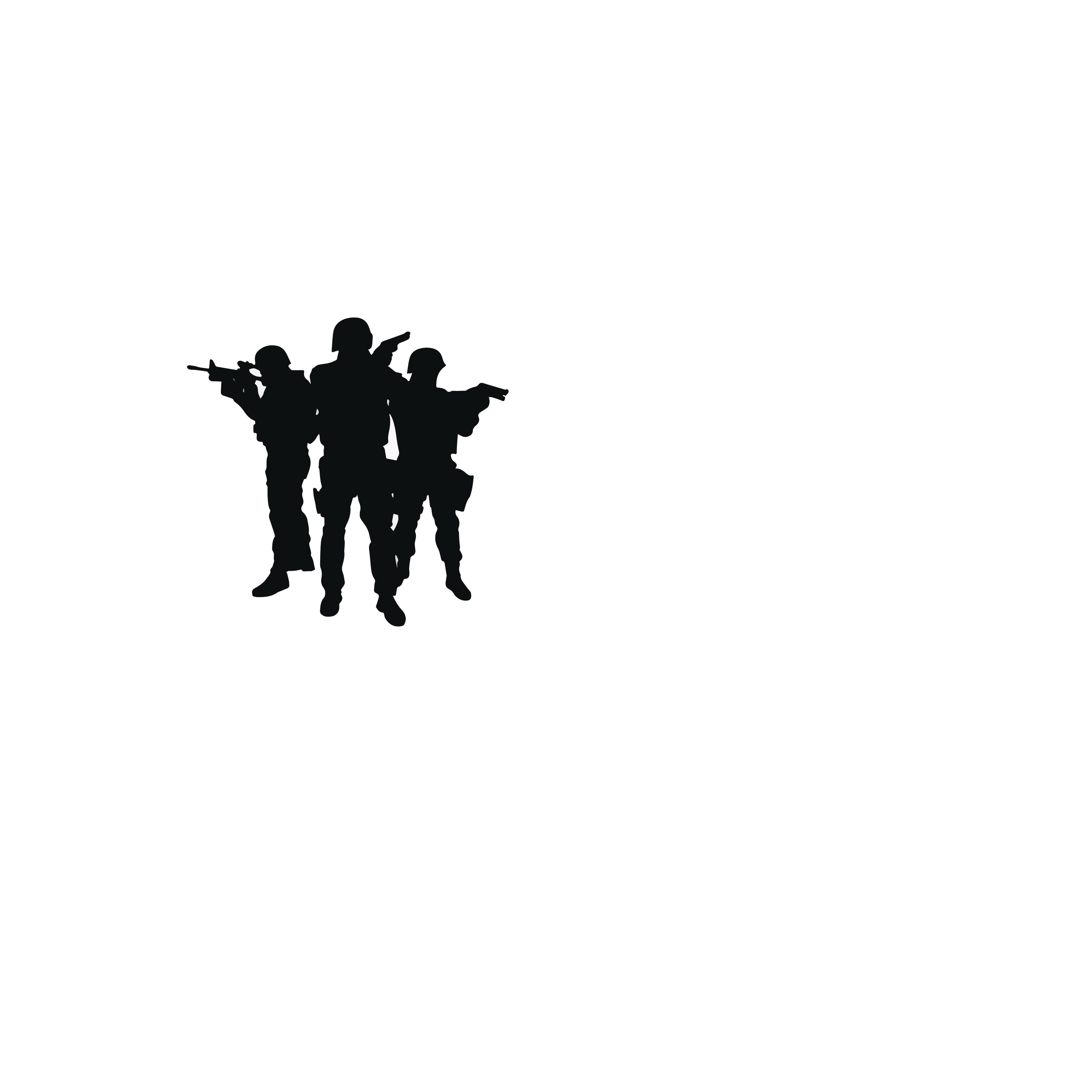 Army fire team trio soldiers silhouette sticker in combat stance