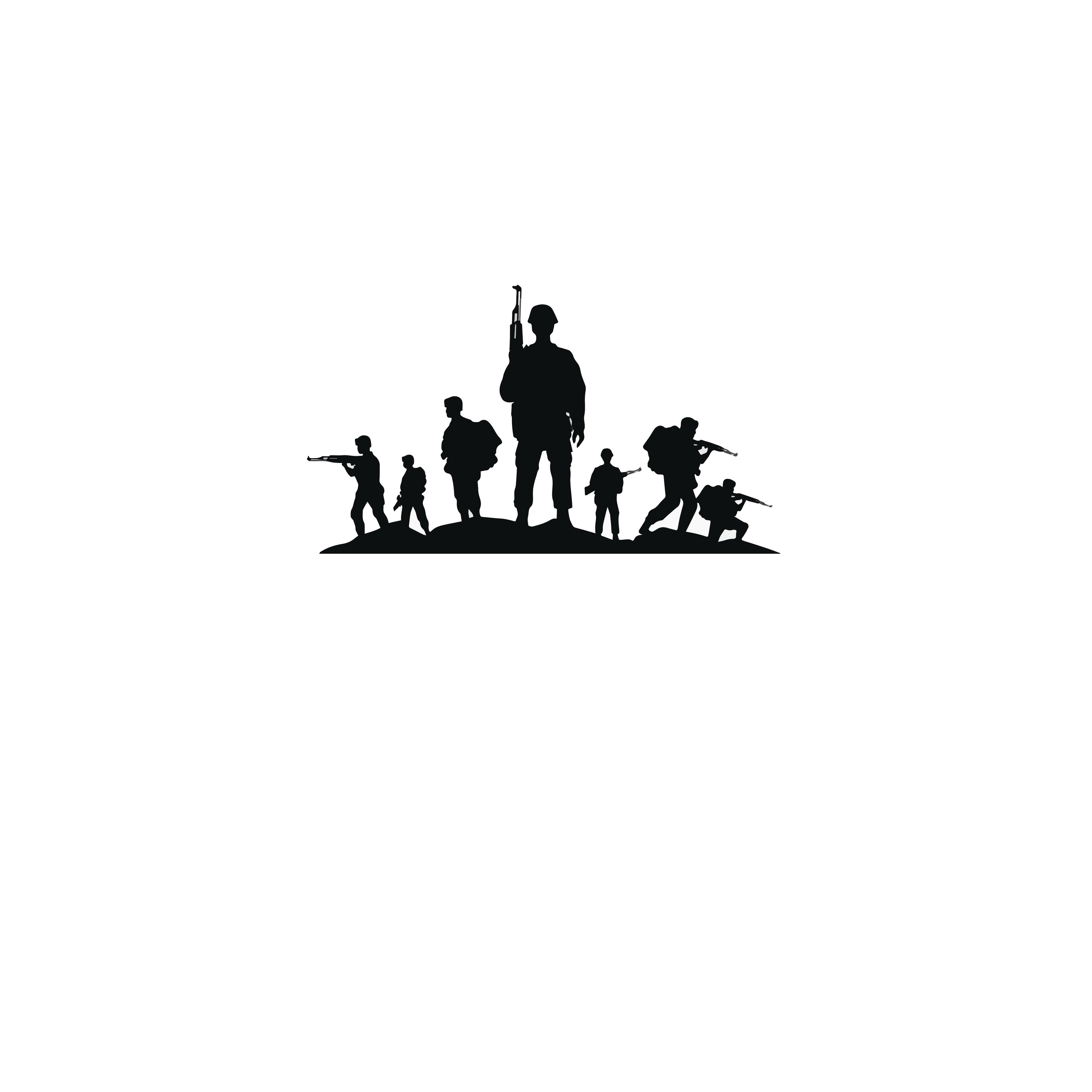 Army battle formation multi-soldier silhouette sticker on terrain base