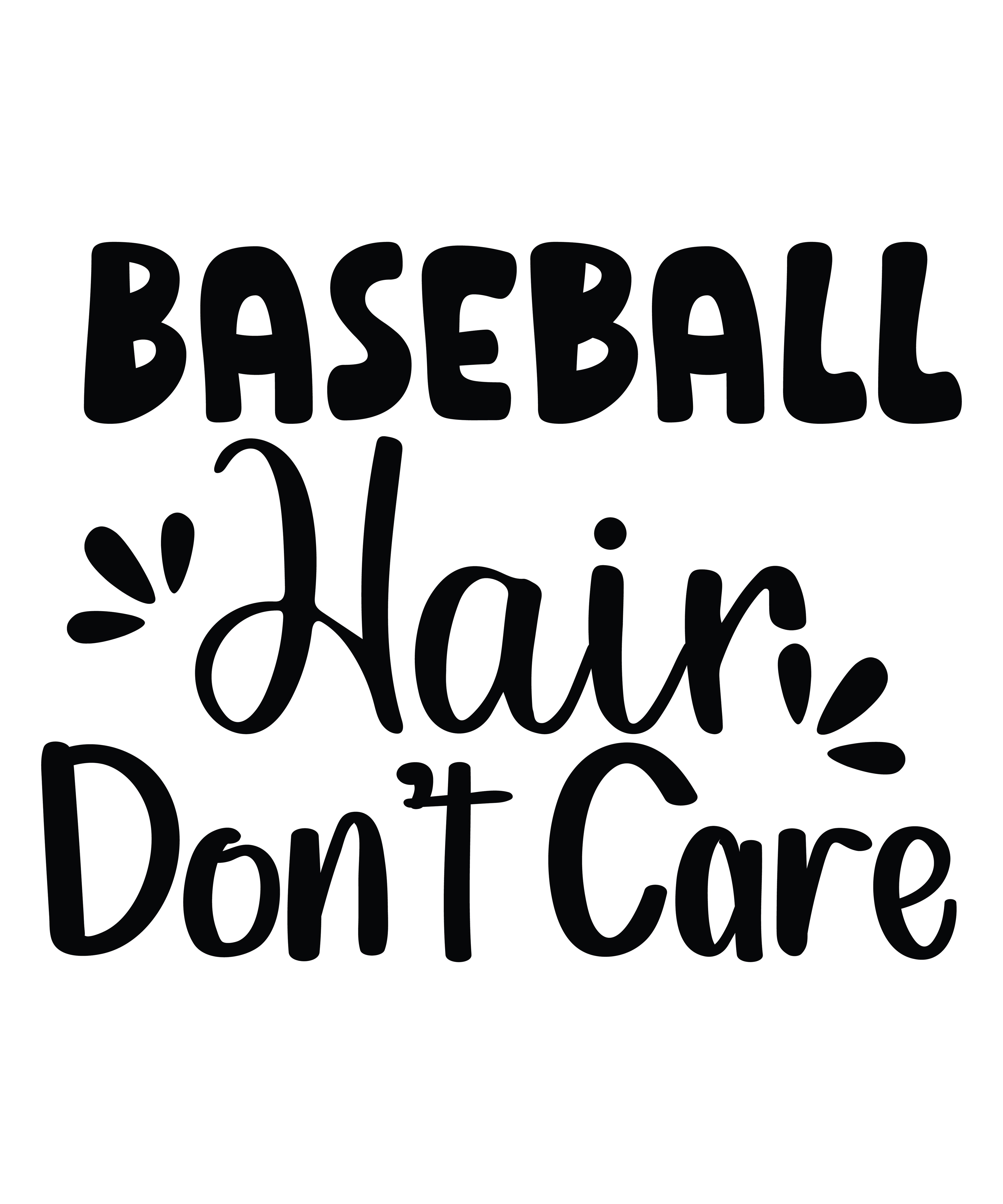 Baseball Hair Don't Care sticker