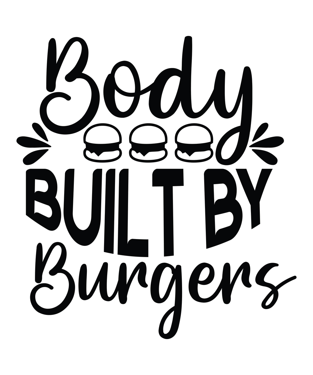 Body Built by Burgers vinyl decal with burger icons