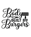 Body Built by Burgers 3 vinyl decal with knife and spatula