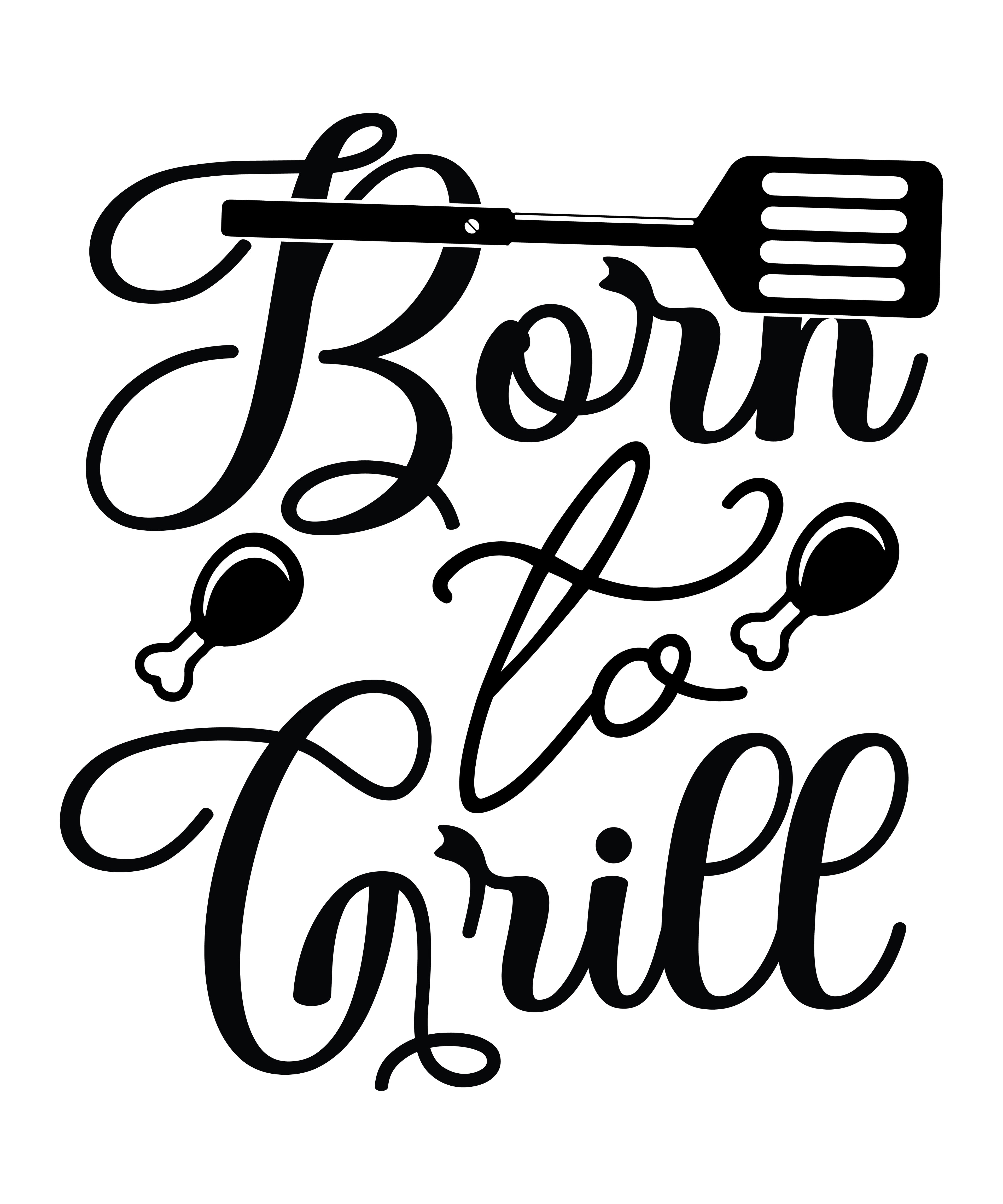 Born to Grill vinyl decal with spatula and chicken legs