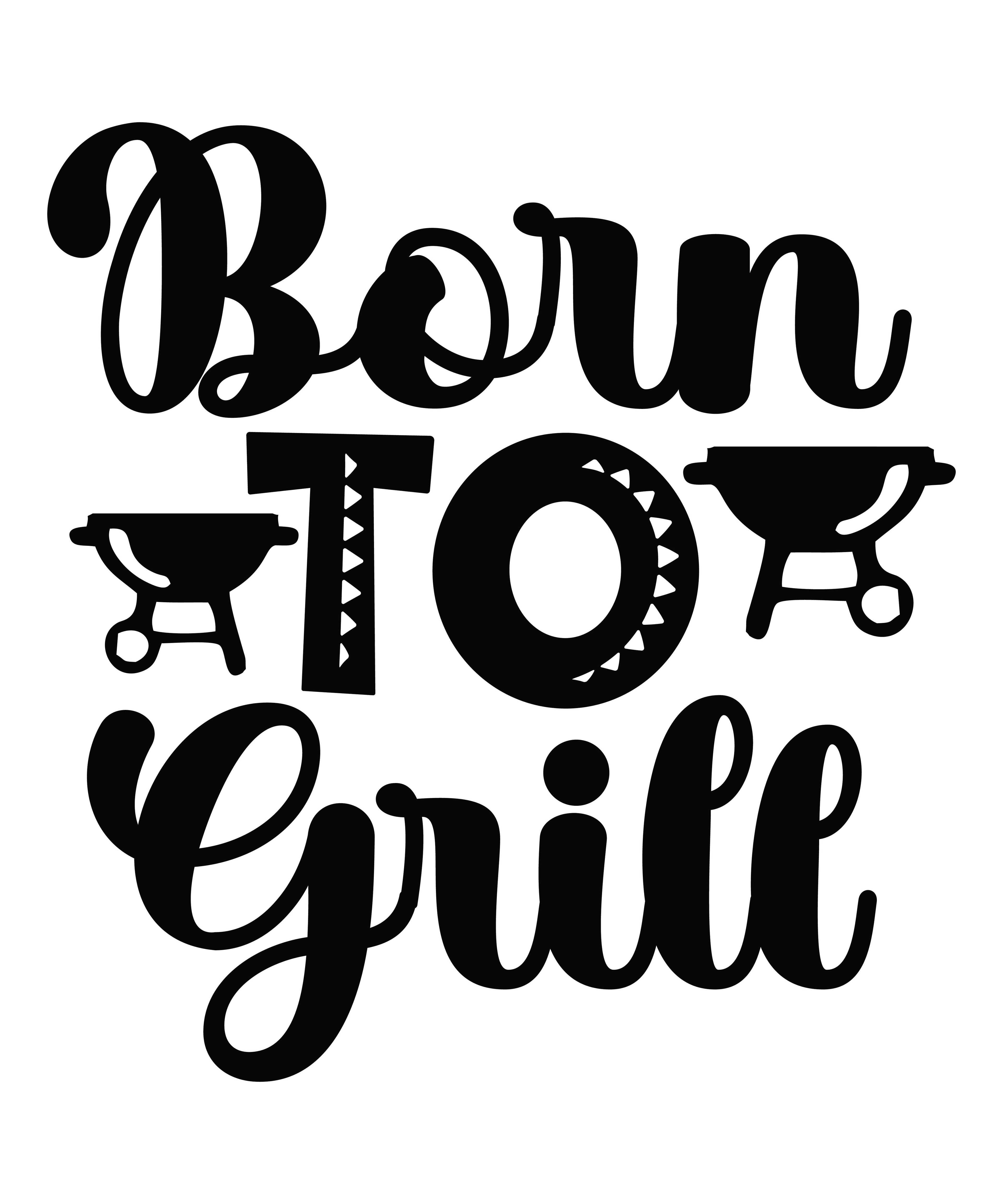 Born to Grill 3 vinyl decal with bold lettering and two kettle grills