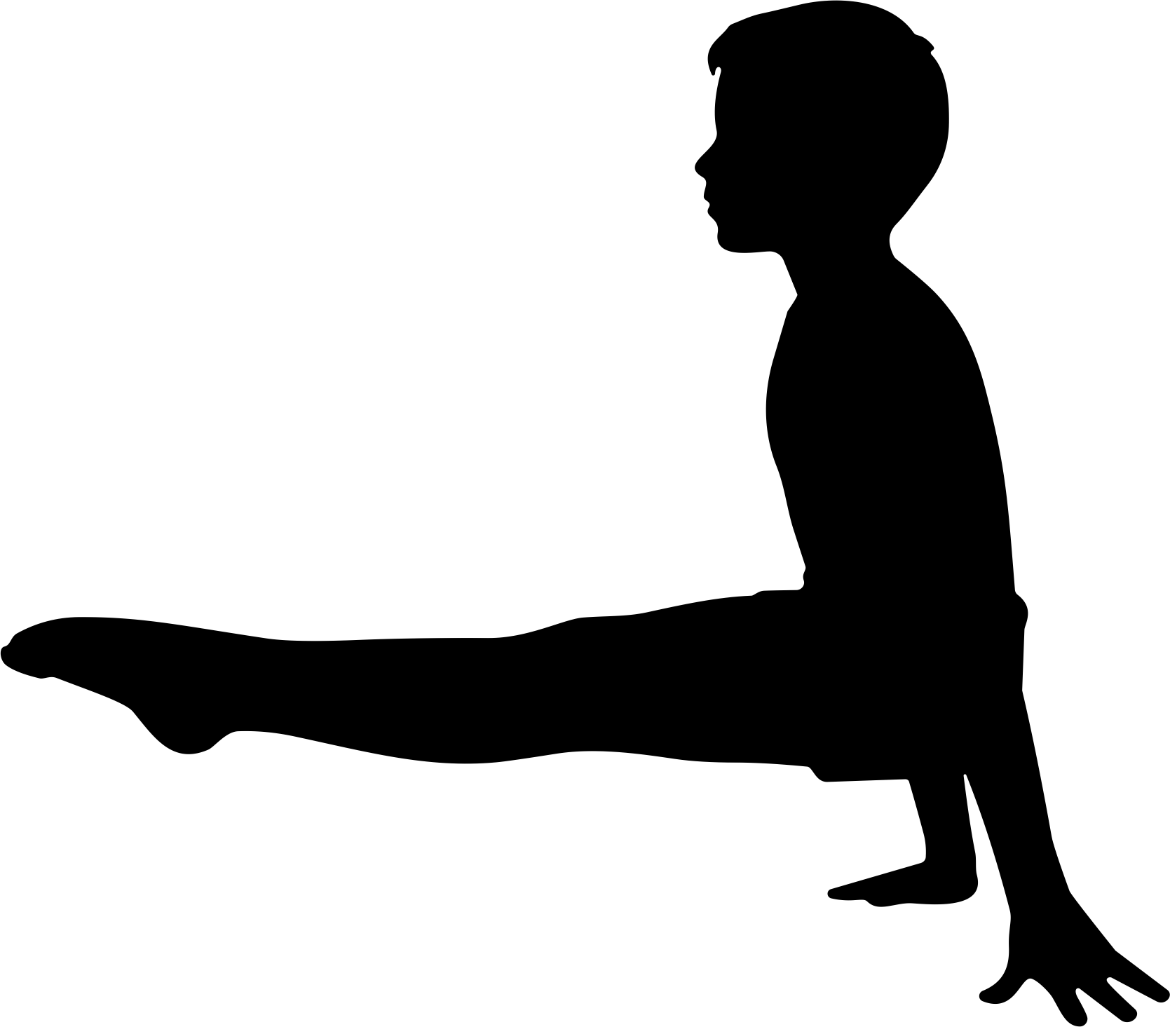 Boy gymnast silhouette sticker in an L-sit position