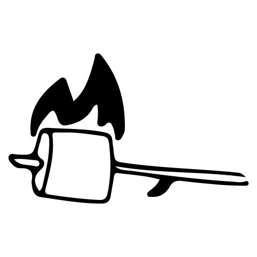 Flaming Marshmallow Roasting Stick Vinyl Decal