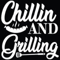 Chillin and Grilling vinyl decal with sausage and spatula