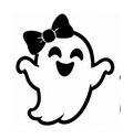 Smiling Halloween ghost with a bow