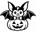 Kawaii vampire bat with bow tie on a jack-o-lantern vinyl decal