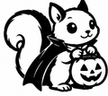 Kawaii vampire squirrel with cape and jack-o-lantern vinyl decal