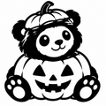 Kawaii panda in a jack-o-lantern vinyl decal