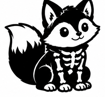 Kawaii skeleton fox vinyl decal