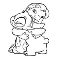 Lilo Hugging Stitch Vinyl Sticker