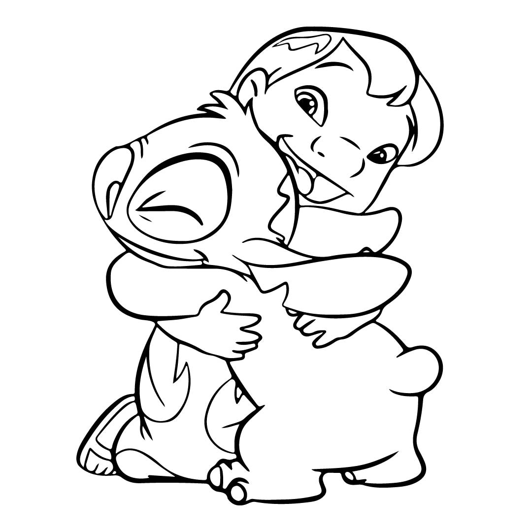 Lilo Hugging Stitch Vinyl Sticker