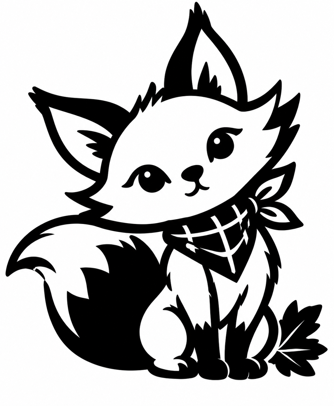 Cute fox wearing a plaid scarf