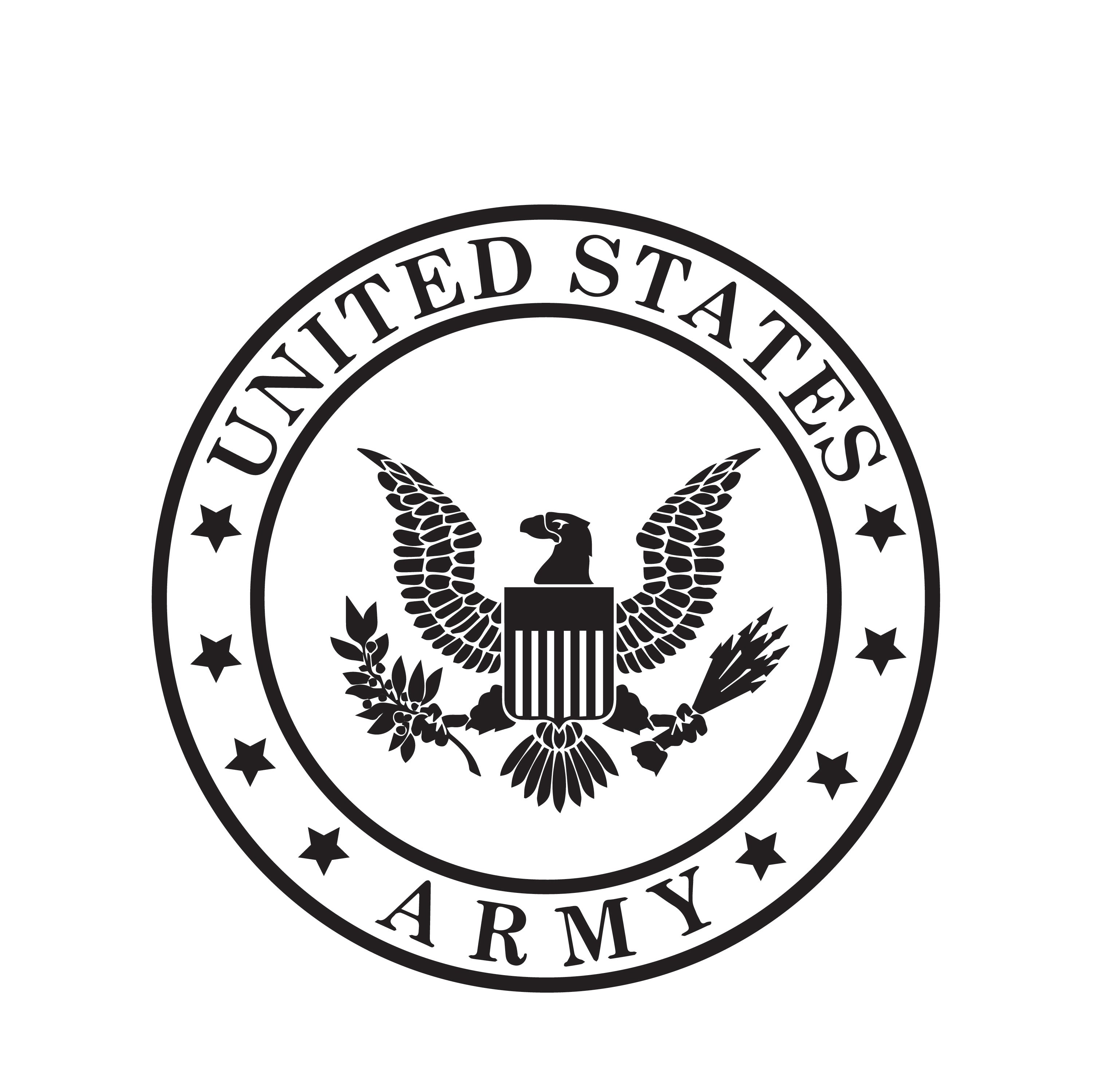United States Army eagle seal circular sticker with stars and bold lettering