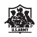US Army three soldiers shield silhouette sticker with U.S. Army lettering