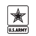 US Army star logo outline style sticker with rounded square frame and U.S. Army banner