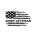 Army Veteran distressed American flag sticker with bold stencil lettering