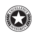 Army Excellence Integrity circular star seal sticker with laurel branches