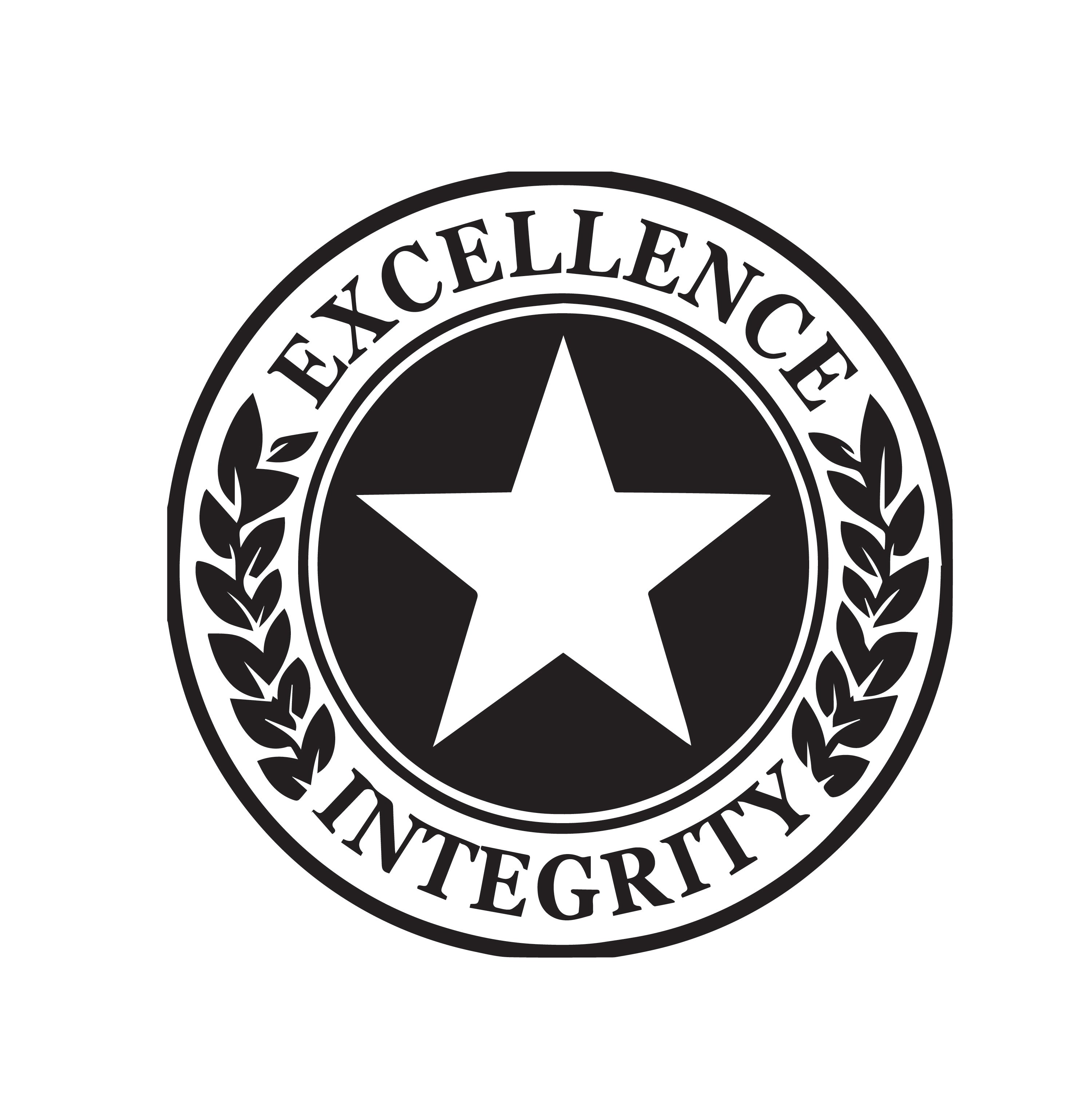 Army Excellence Integrity circular star seal sticker with laurel branches